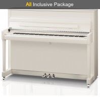 Kawai K-200 SL Snow White Polished Upright Piano All Inclusive Package